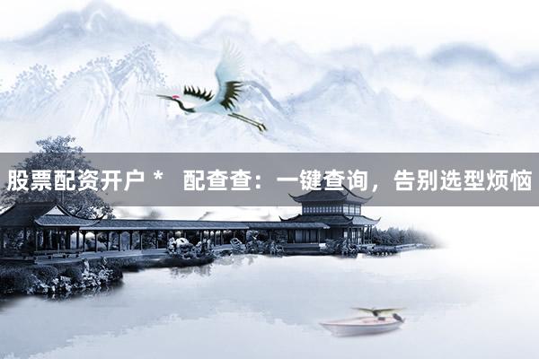 股票配资开户 *   配查查：一键查询，告别选型烦恼