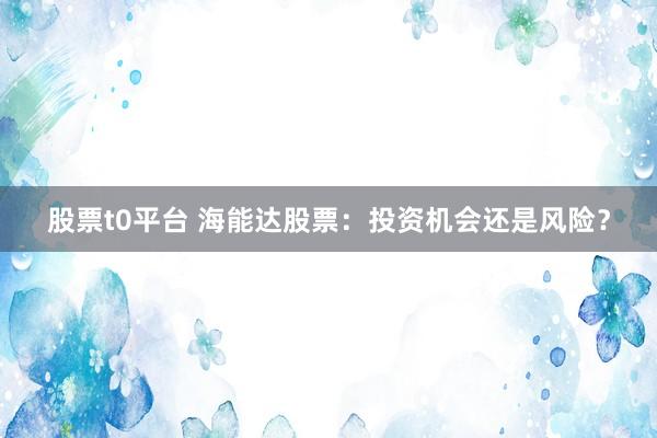 股票t0平台 海能达股票：投资机会还是风险？