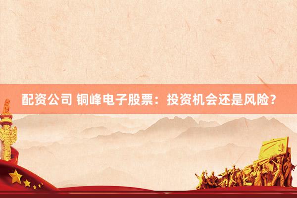 配资公司 铜峰电子股票：投资机会还是风险？