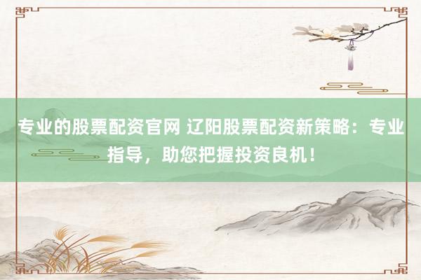专业的股票配资官网 辽阳股票配资新策略：专业指导，助您把握投资良机！