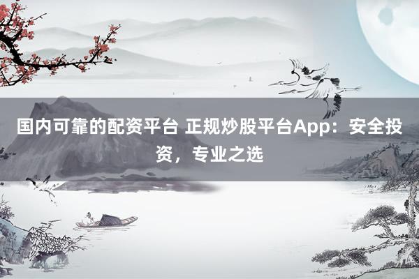 国内可靠的配资平台 正规炒股平台App：安全投资，专业之选