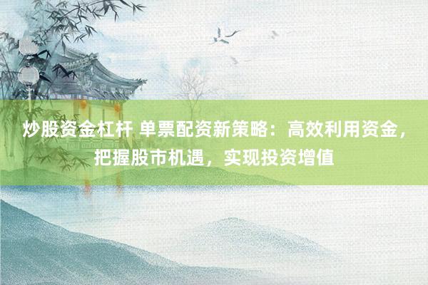 炒股资金杠杆 单票配资新策略：高效利用资金，把握股市机遇，实现投资增值