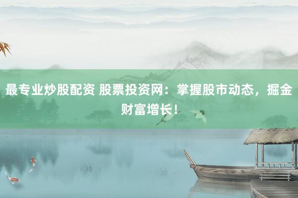 最专业炒股配资 股票投资网：掌握股市动态，掘金财富增长！