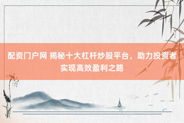 配资门户网 揭秘十大杠杆炒股平台，助力投资者实现高效盈利之路