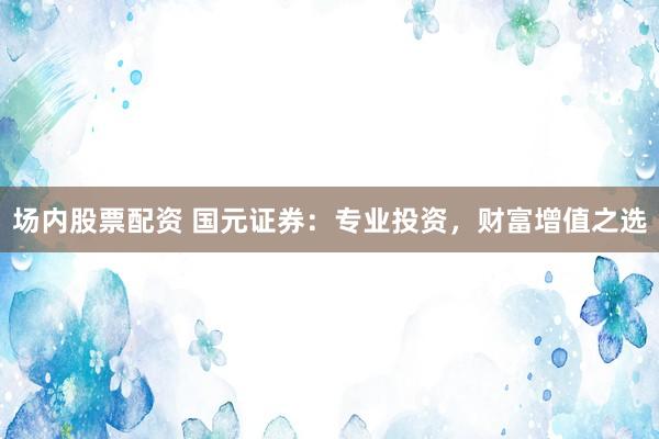 场内股票配资 国元证券：专业投资，财富增值之选