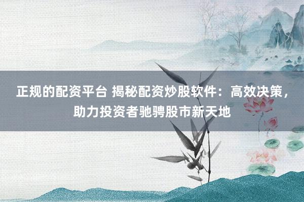 正规的配资平台 揭秘配资炒股软件：高效决策，助力投资者驰骋股市新天地