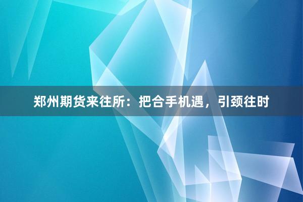 郑州期货来往所：把合手机遇，引颈往时
