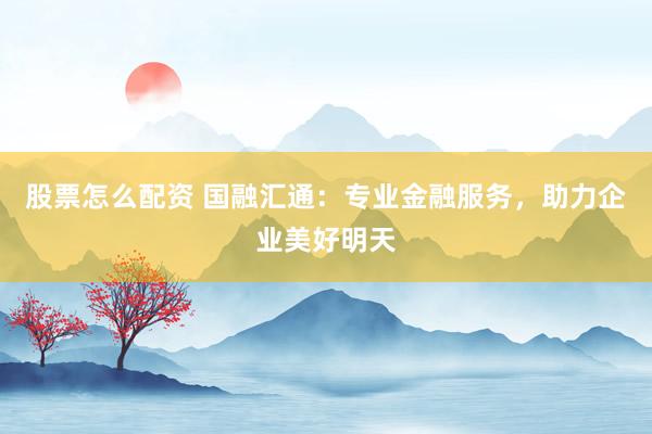 股票怎么配资 国融汇通:专业金融服务,助力企业美好明天