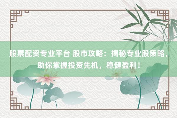 股票配资专业平台 股市攻略:揭秘专业股策略,助你掌握投资先机,稳健盈利!