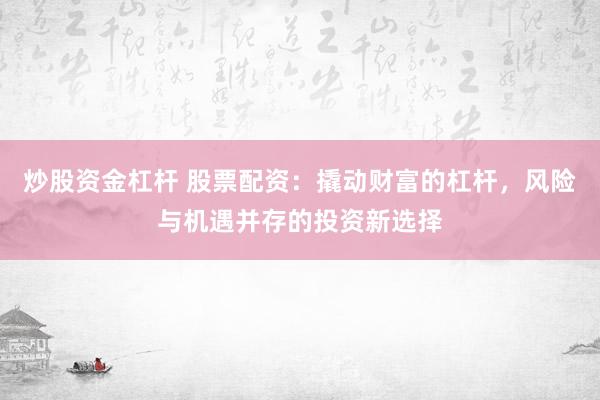 炒股资金杠杆 股票配资：撬动财富的杠杆，风险与机遇并存的投资新选择
